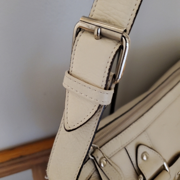 Barbara Milano Cream Snakeskin Print Trim Satchel Shoulder - Picture 8 of 12